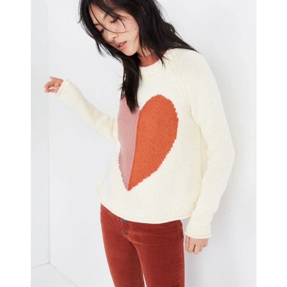 Madewell Heart Keaton Knit Pullover Coquette Romantic Soft Sweater Size XS - Picture 3 of 9